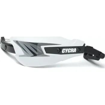Motocyklový chránič Chrániče páček / kryty rukou s hliníkovou výztuhou CYCRA VORTEX HAND GUARDS UNIVERSAL U-CLAMPS barva bílá/černá, pár (vhodné pro řídítka o průměru 22 mm a 28 mm )