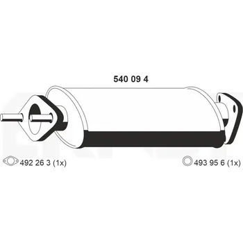 Výfukový systém Přední tlumič výfuku ERNST 540094