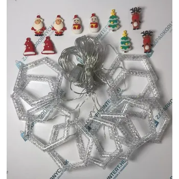 Vánoční dekorace Vánoční světýlka - LED šestihranné kroužky - 10 kusů - studená bílá