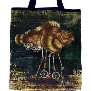 Nákupní taška Plátěná taška, Kráčející ryba, Steampunk