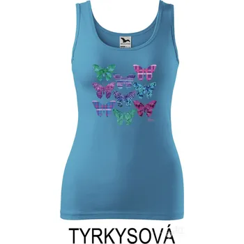 Tílko dámské, Motýli Barva: Tyrkysová, Velikost: L