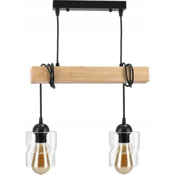 BERGE Závěsné stropní svítidlo LED dřevěný trám 2xE27 Čtvercový lustr Rollable