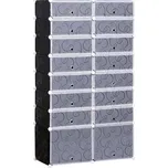 HOMCOM Botník modulární bezšroubový pro 32 párů bot, plast/kov, černo-bílý 95 x 37 x 160 cm 837-017