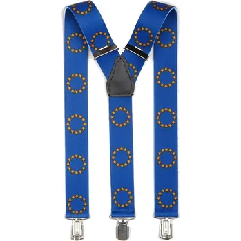 Kšandy A.B. Kšandy kalhotové šle modré s potiskem - vlajky Evropská unie EU