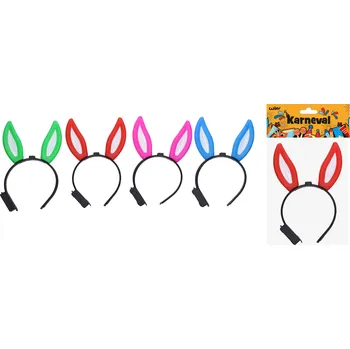 Čelenka Čelenka s ozdobou uši králičí svítící (blikající) 22x14,5 cm