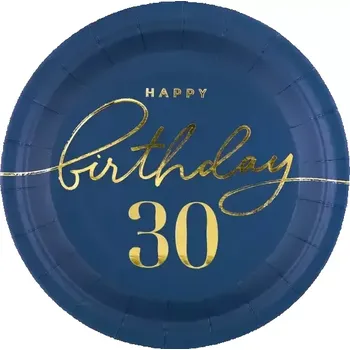 Talíř Papírové talíře 30. narozeniny 15 cm - Royal blue 6 ks