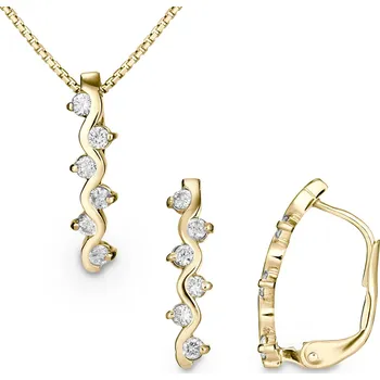Souprava šperků Souprava náušnic a přívěšku ze žlutého zlata se zirkony 488.90+330.90