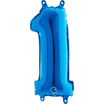 Balónek Foliová číslice modrá 1 - 35 cm