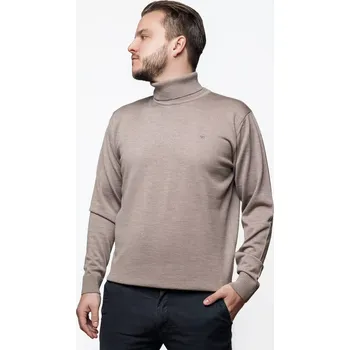 Pánský svetr Pánský vlněný rolák Merino Hnědá M