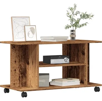 Televizní stolek vidaXL TV stolek s kolečky 80 x 40 x 45 cm kompozitní dřevo [800193] Barva: Staré dřevo
