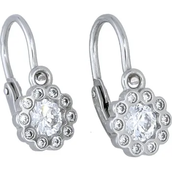 Náušnice Goldstore Dětské náušnice bílé zlato bílé zirkony květina Váha: 1.16 g