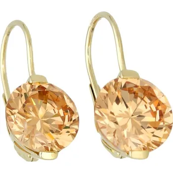 Náušnice Goldstore Zlaté náušnice champagne zirkon Váha: 4.56 g