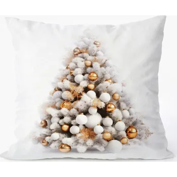 Povlečení Vánoční sametový povlak na polštářek 40x40 - vánoční stromeček zlatý