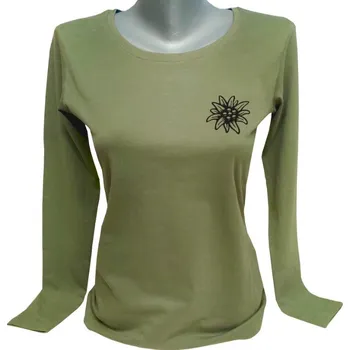 Dámské tričko Margita Trapper Myslivecké dámské triko s dlouhým rukávem s potiskem alpské protěže - Velikost 2XL