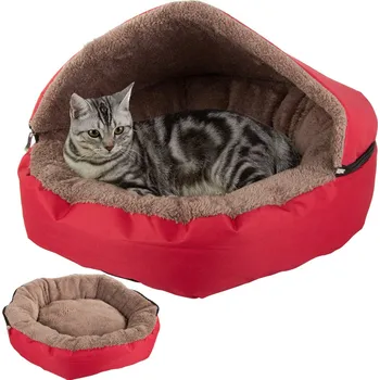 Pelíšek pro kočku Przyjaciele Pelíšek pro domácí mazlíčky se stříškou na zip - červený