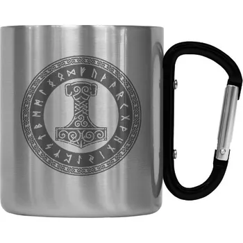Hrnek nerez s karabinou s potiskem Thorovo kladivo-Mjollnir a runy
