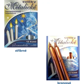 Vánoční dekorace Lampionové vánoční svíčky 12 ks metalické stříbrné / bronzové