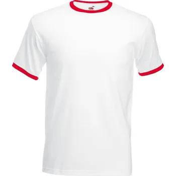 Pánské tričko Fruit of the Loom Racerback tričko Ringer T Velikost: M, Barva: bílá-červená