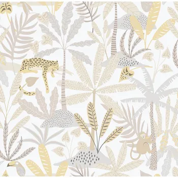 Tapeta ICH Wallcoverings Dětská vliesová tapeta na zeď, šedo-béžová, džungle, 286-3, Enzo, ICH Wallcoverings, velikost 10,05 x 0,53 m
