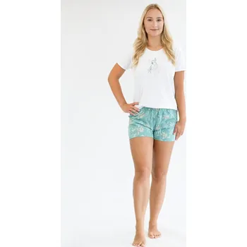 Dámské pyžamo Gina Pyžamo krátké dámské 19148P Barva/Velikost: bílá, měsíc / L