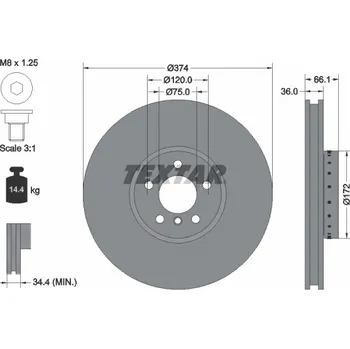 Brzdový kotouč Brzdový kotouč TEXTAR 92266325