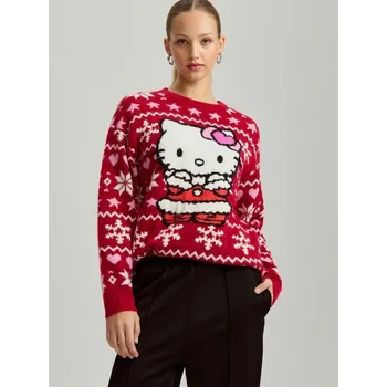 Dámský svetr Vánoční svetr Hello Kitty - XL - House - červené - 341CL-33X