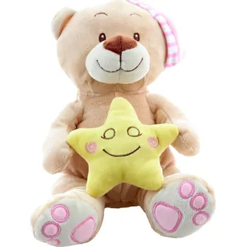 plyšák PLYŠ Medvídek s hvězdičkou 23cm růžová čepička (plyšová hračka)