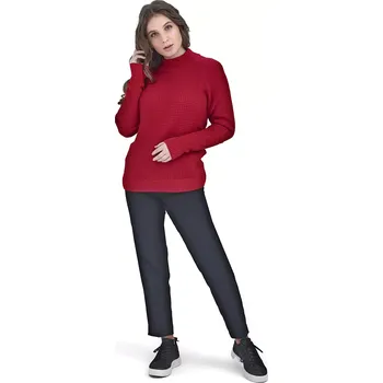 Dámský svetr Dámský vlněný svetr Merino stojáček Červená L