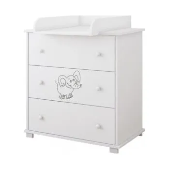 přebalovací pult a komoda Přebalovací komoda Gloria - bílá/ Slon