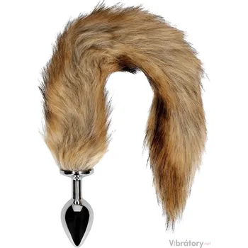 Anální kolík Kovový anální kolík s liščím ocáskem, hnědý