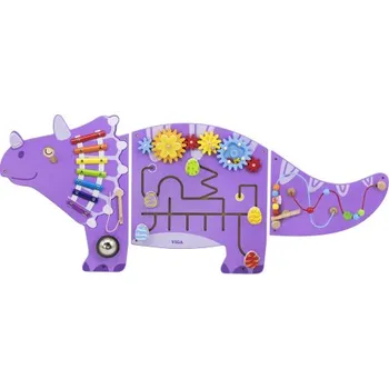 Dřevěná hračka Viga Toys senzorická manipulační deska Triceratops