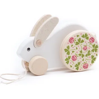 Dřevěná hračka Bajo Velký bílý dřevěný tahací králík