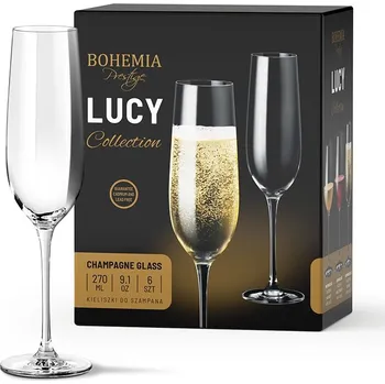Sklenice BOHEMIA PRESTIGE LUCY SKLENICE NA ŠAMPAŇSKÉ 270ML SADA 6KS