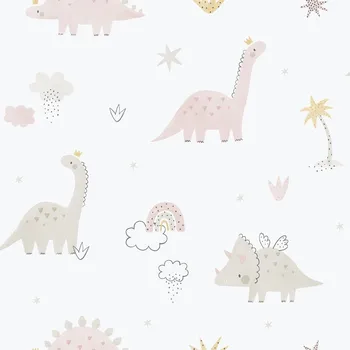 Tapeta ICH Wallcoverings Dětská vliesová tapeta na zeď, růžová, dinosauři, 283-1, Enzo, ICH Wallcoverings, velikost 10,05 x 0,53 m