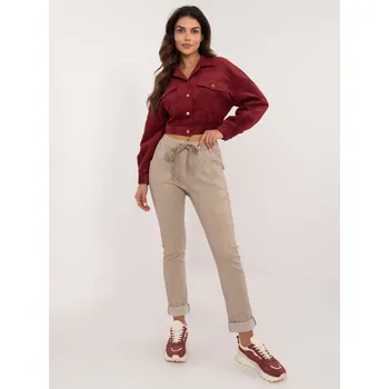 Dámské béžové kalhoty s elastickým pasem FPrice, jedna velikost i523_2016103571833