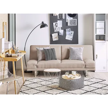 Pohovka Rozkládací pohovka béžová polyesterové čalounění 2místná kovové nohy nastavitelné područky moderní styl obývací pokoj Beliani