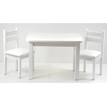 Dětský stůl Dětský Dřevěný jídelní set 1S+2K Model T1 bílý kidsmeb