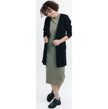 Dámský svetr Dámský vlněný 3/4 kardigan Černá XS