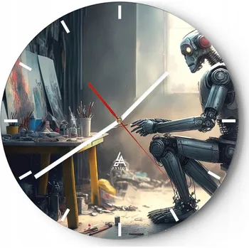 Hodiny Velké nástěnné hodiny 40x40 cm – Skleněné umělecké hodiny Kulatý Tiché