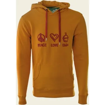 Zahradní gril Big Green Egg mikina dámská s kapucí PEACE, LOVE, EGGS okrově žlutá vel. L 818399