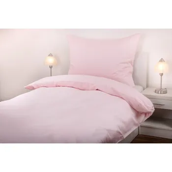 Povlečení JAN peří Povlečení z bavlněného saténu - pastelově růžové - Povlečení z bavlněného saténu - pastelově růžové - souprava povlečení 70x90 + 140x200