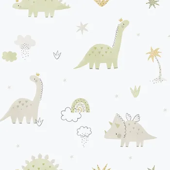 Tapeta ICH Wallcoverings Dětská vliesová tapeta na zeď, zelená, dinosauři, 283-3, Enzo, ICH Wallcoverings, velikost 10,05 x 0,53 m