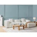 Rohová pohovka krémově bílá buklé čalounění 3místná levostranná extra polštáře moderní obývací pokoj Beliani