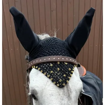 Koňská maska proti hmyzu Sedlářská výroba Háčkovaná čabraka na chladnokrevníka