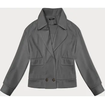 Dámská cargo bunda Volná šedá pruhovaná žebrovaná dámská bunda s límcem MADE IN ITALY, odstíny šedé uni velikost i392_23748-50