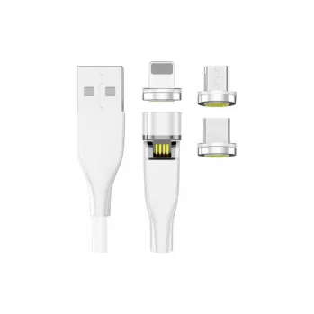 Datový kabel USB 2GO USB-A - USB-C + micro-B + Lightning kabel Bílá (797317)