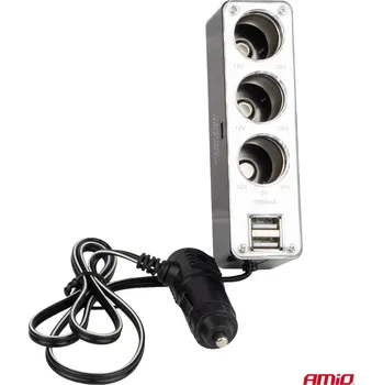 Zásuvka do zapalovače - roztrojka 3 vývody + 2 USB