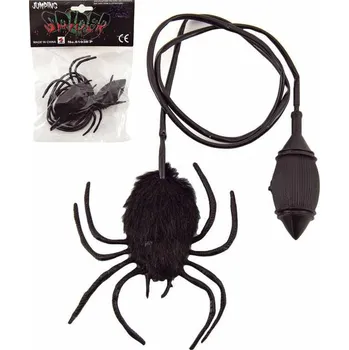 Žertovný předmět Teddies Pavouk skákající v sáčku plyš/plast 7 cm černý