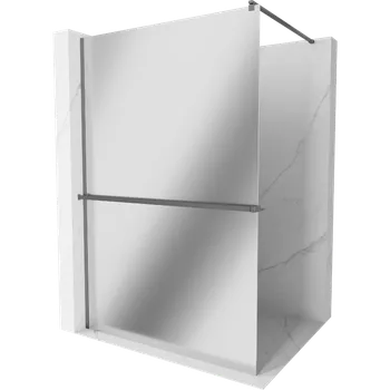 Mexen Kioto+ sprchová stěna s poličkou Walk-in 130 x 200 cm, zrcadlo, gun metal - 800-130-121-95-50 Sprchové stěny