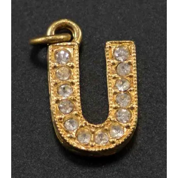Přívěsek Štrasový přívěšek - písmeno U - 2,1 cm x 1,5 cm